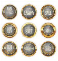 Golden sale labels retro vintage design collection vector