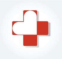 Corazón en diseño de icono de hospital, corazón en símbolo médico vector