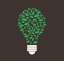 green leafs in light bulb shape vector , nature concept , World Environment Day