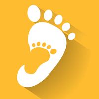 baby footprint in adult foot icon. Kids shoes store icon. Family sign. Parent and child symbol. Adoption emblem. Charity campaign.  vector