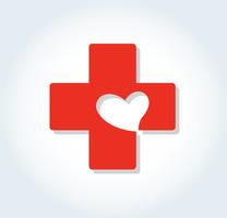 heart in cross medical hospital icon vector 