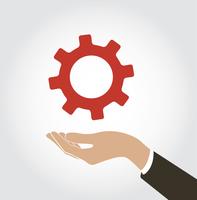 hand holding gear icon vector