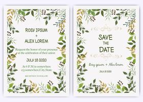 Invitación de boda, invitación, guardar el diseño de la tarjeta de fecha con elegante anémona de jardín de lavanda. vector