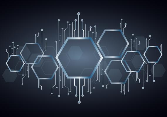 abstract hexagon and technology line background