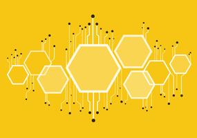 Resumen abeja colmena, hexágono y tecnología línea de fondo vector