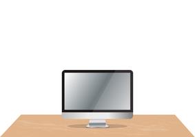 computer on office desk and space background vector
