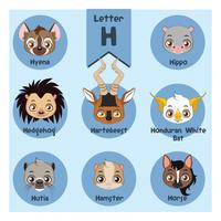 Animal portrait alphabet - Letter H vector