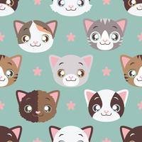 16 iconos de cabeza de gatito con larga sombra vector