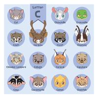 Animal portrait alphabet - Letter C vector