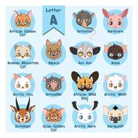 Animal portrait alphabet - Letter A vector