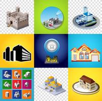 Set of building images vector