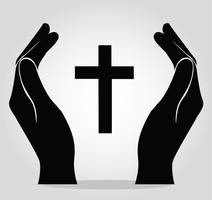 hands holding the cross  vector