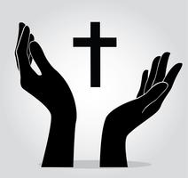 hands holding the cross  vector