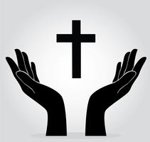 hands holding the cross  vector