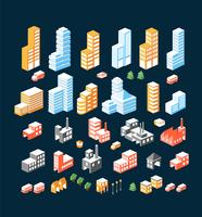 large set of isometric buildings vector