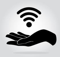 hands holding Wifi  icon symbol 
