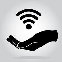 hands holding Wifi  icon symbol vector