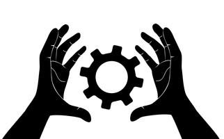 hand holding gear , engineer symbol vector