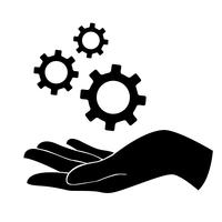 hand holding gear , engineer symbol vector