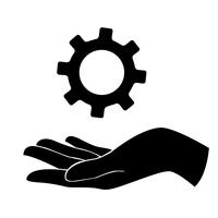 mano que sostiene el engranaje, símbolo de ingeniero