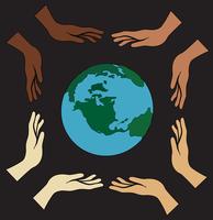 all hands holding world  vector