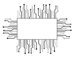 Fondo de línea de tecnología de microchip box vector