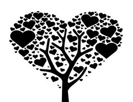 árbol del corazón, vector de símbolo de árbol de amor