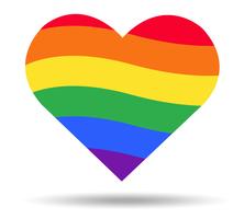 bandera del arcoiris símbolo LGBT en el corazón
