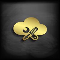 Cloud sign icon gold color with long shadow,vector EPS10 illustration vector