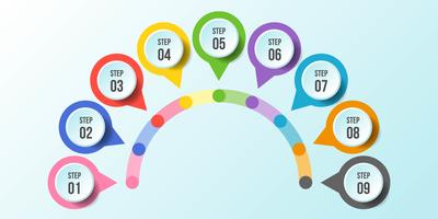 Half Circle chart, Timeline infographic templates vector