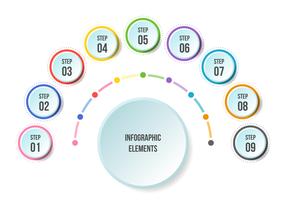 Half Circle chart, Timeline infographic templates vector