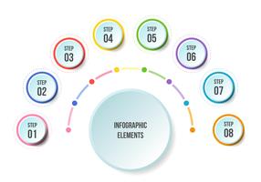 Half Circle chart, Timeline infographic templates vector