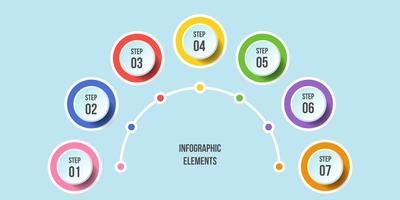 Gráfico de medio círculo, plantillas de infografía Timeline vector