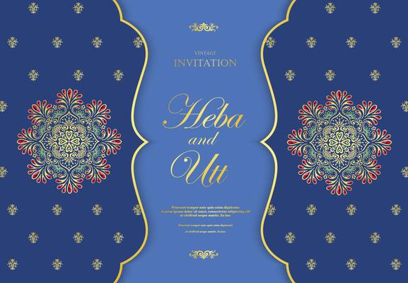 Wedding or invitation card  vintage style  with  crystals  abstract pattern background