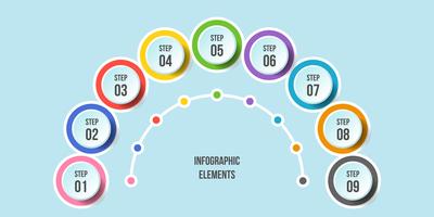 Gráfico de medio círculo, plantillas de infografía Timeline vector