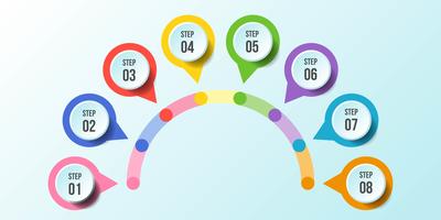 Half Circle chart, Timeline infographic templates vector