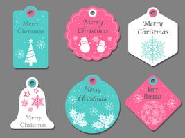 Set of assorted Christmas tags. vector