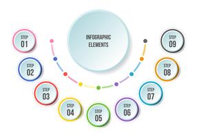 Half Circle chart, Timeline infographic templates vector