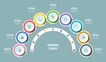 Half Circle chart, Timeline infographic templates vector