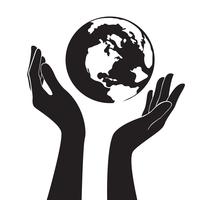 hands holding world vector