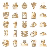 Pack de iconos de comida rapida vector