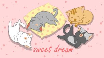 4 little cats are sleeping. vector