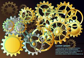 Many of gear with brown background in steampunk style. vector