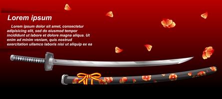 Japanese sword in cartoon style. vector