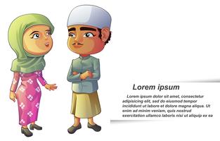 2 different Muslim characters in cartoon style. vector