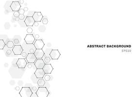 Estructura de la molécula hexagonal abstracta del sistema de neuronas. Fondo de tecnología digital. vector