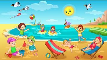 Kids playing on Beach vector