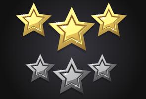 Golden three rating star icon vector