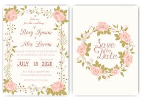 Wedding invitation card Floral hand drawn frame . vector