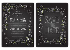 Wedding invitation card Floral hand drawn frame . vector